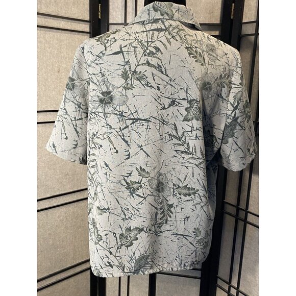 TanJay Casual button down Short Sleeve blouse size 12 P Olive Green VTG - Picture 9 of 9